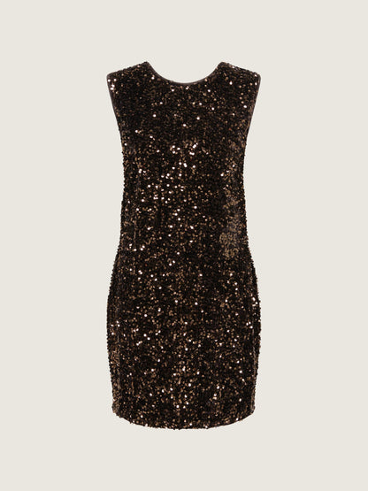 ONLY - Confidence Sequin Bow Dress - Chocolate Torte