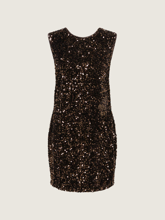 ONLY - Confidence Sequin Bow Dress - Chocolate Torte