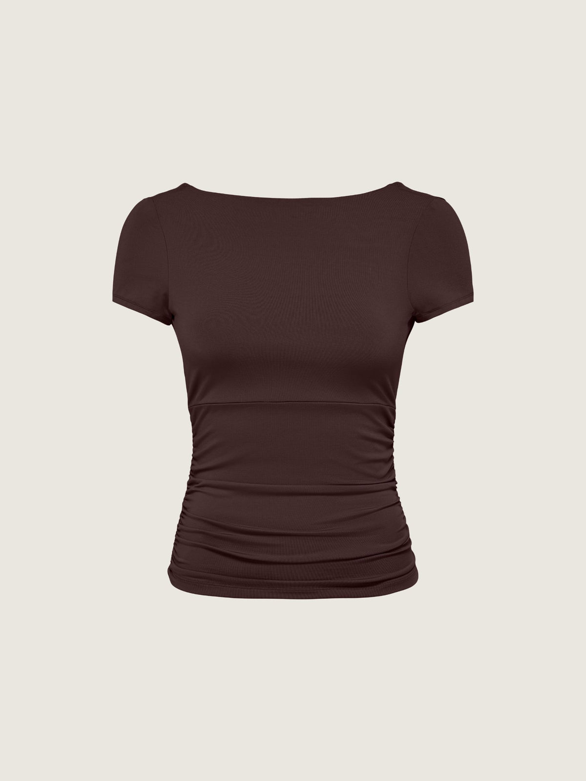 ONLY - Evelyn Shortsleeve Boatneck Top - Coffee Bean