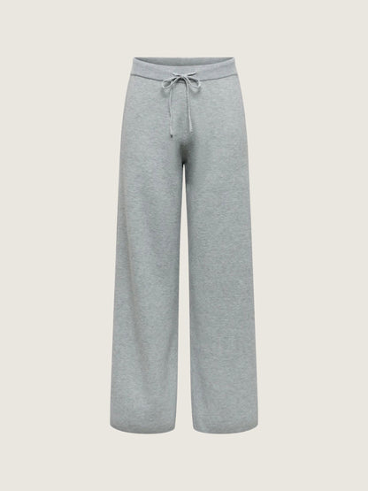 ONLY - Gigi Wide Knit Pants - Medium Grey Melange