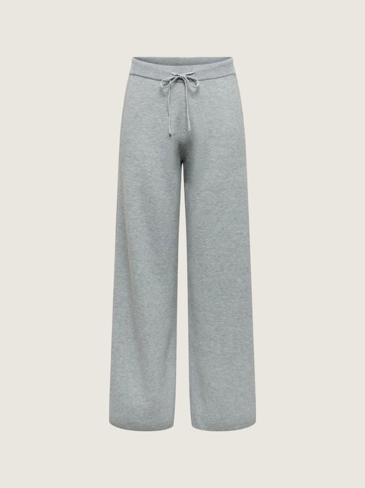 ONLY - Gigi Wide Knit Pants - Medium Grey Melange