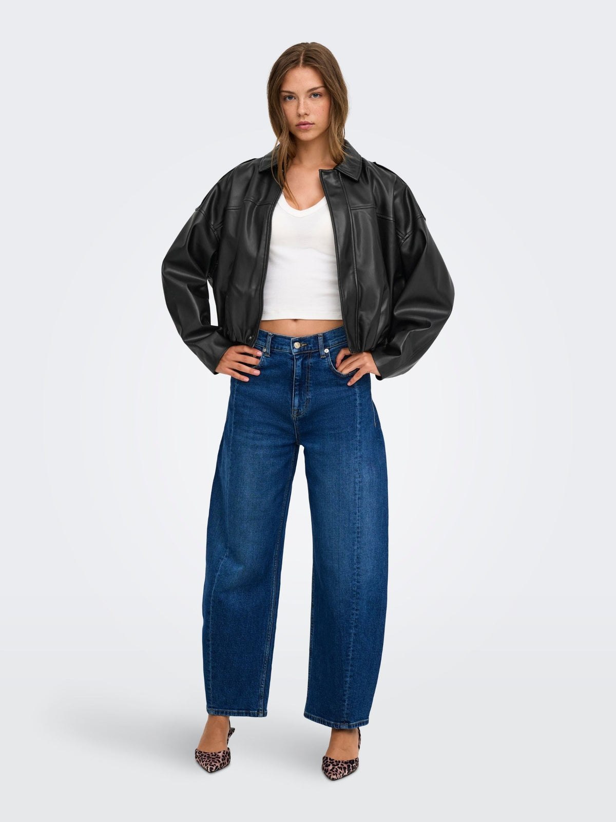ONLY - Moon Neli Faux Leather Bomber Jacket - 