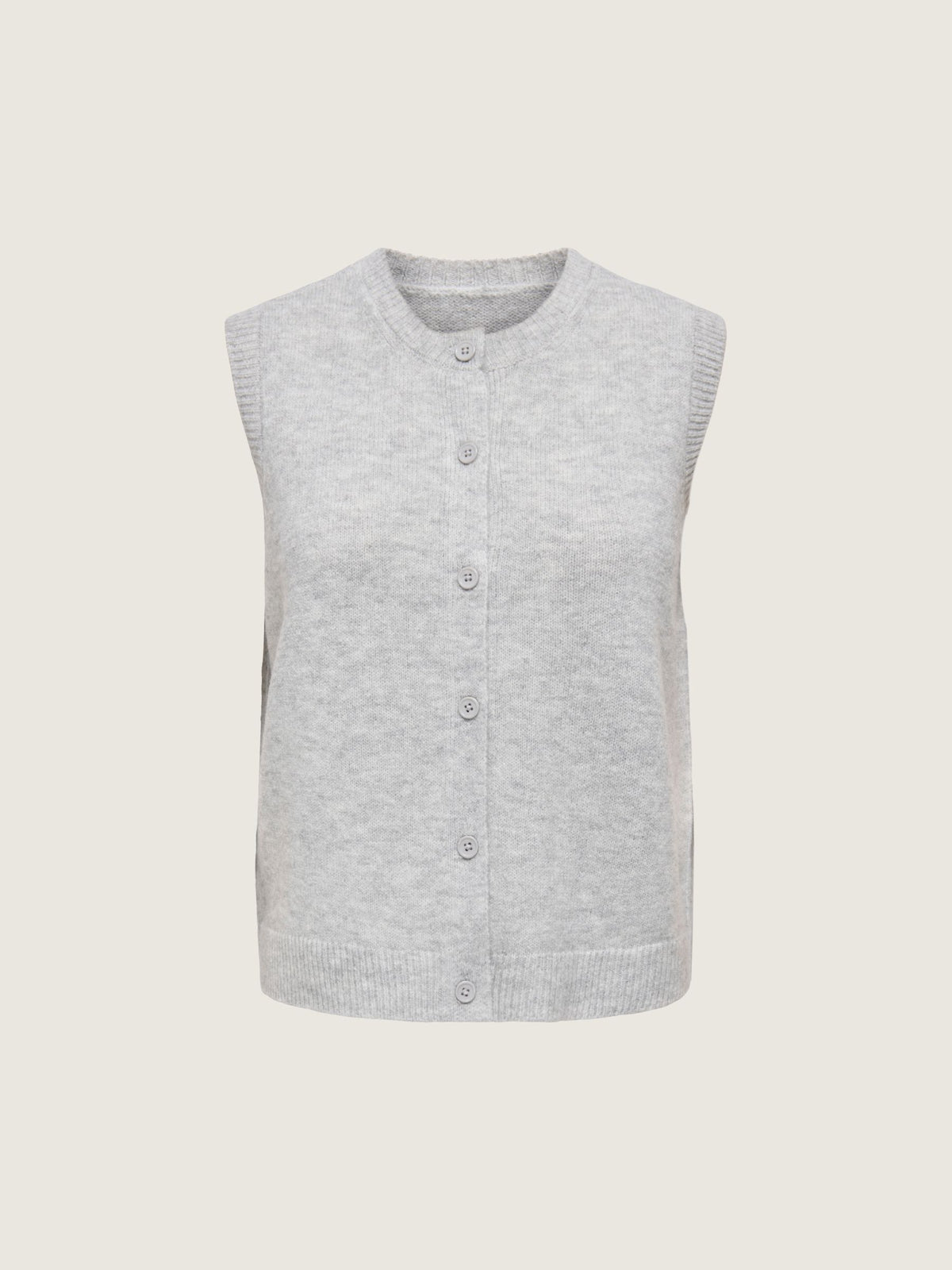 ONLY - Olivia Knit Sweater Vest - Light Grey Melange