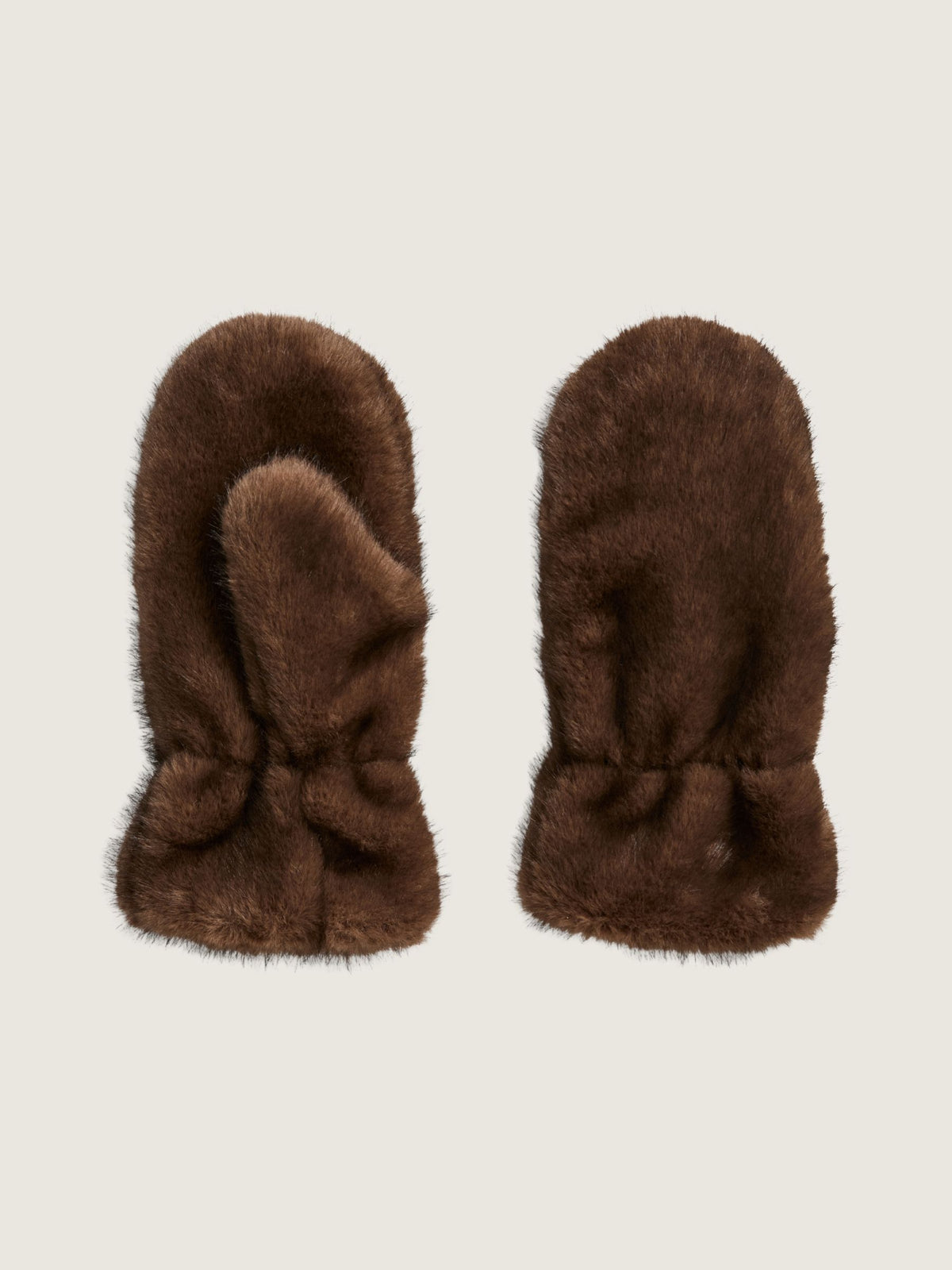 PIECES - Jutlandia Faux Fur Mittens - Ganache