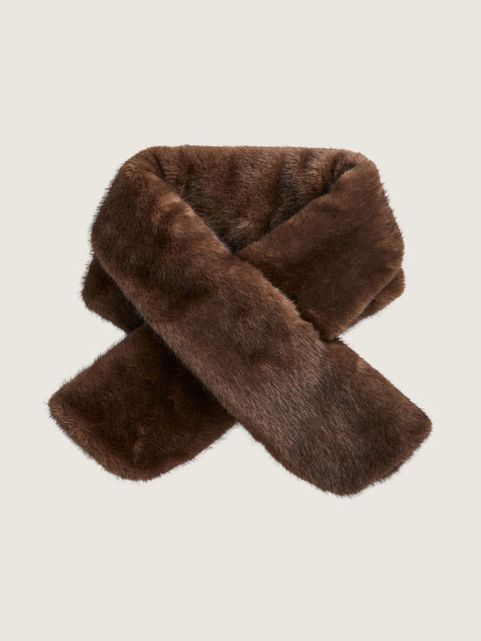PIECES - Jutlandia Faux Fur Scarf - Ganache