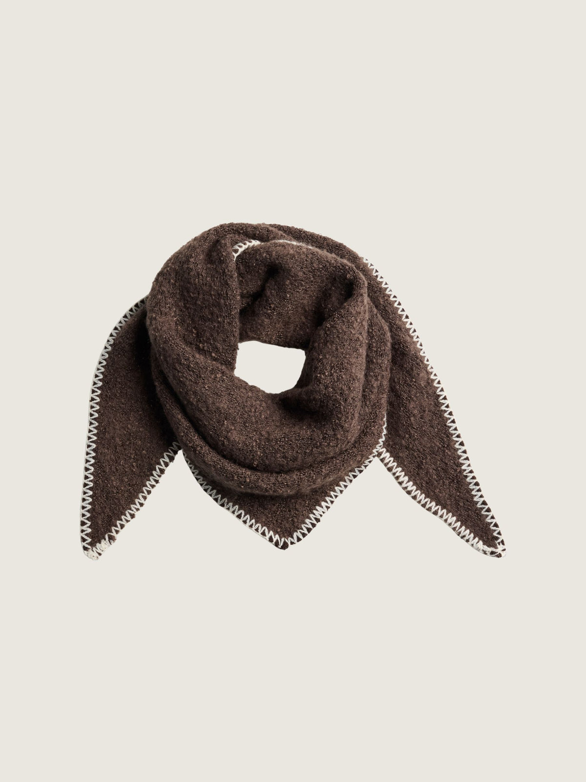 PIECES - Pyron Scarf - Hot Fudge / Birch Contrast Stitch