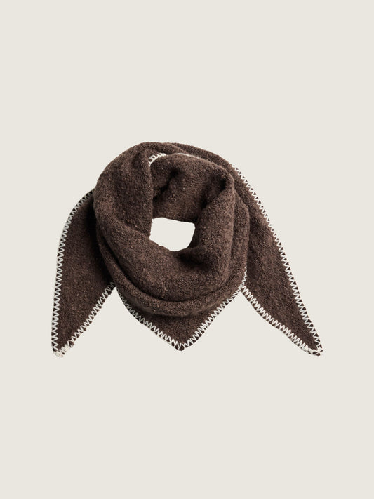 PIECES - Pyron Scarf - Hot Fudge / Birch Contrast Stitch
