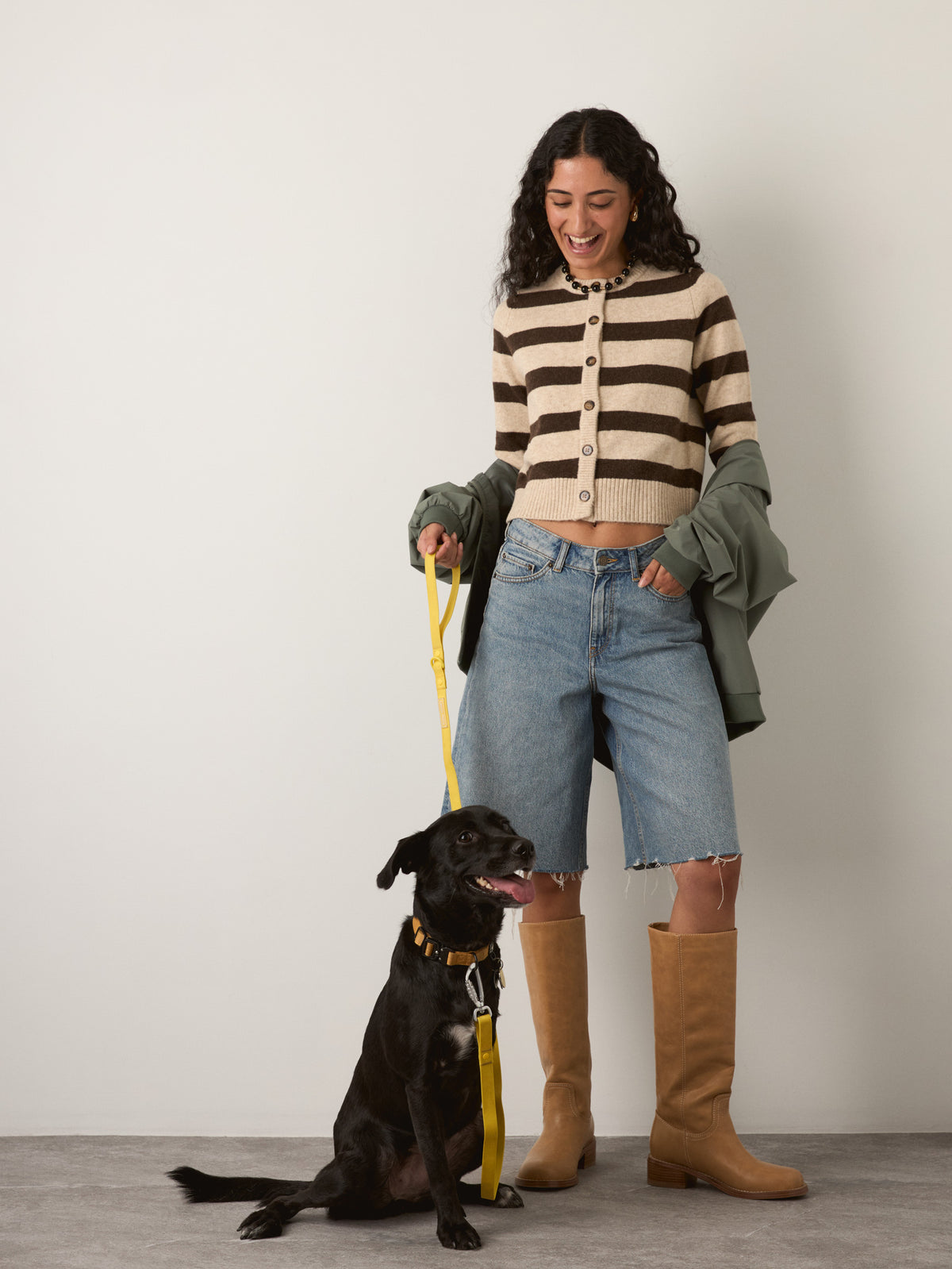 PROPAGANDA - Lacie Crewneck Cardigan - Sand / Brown Stripe