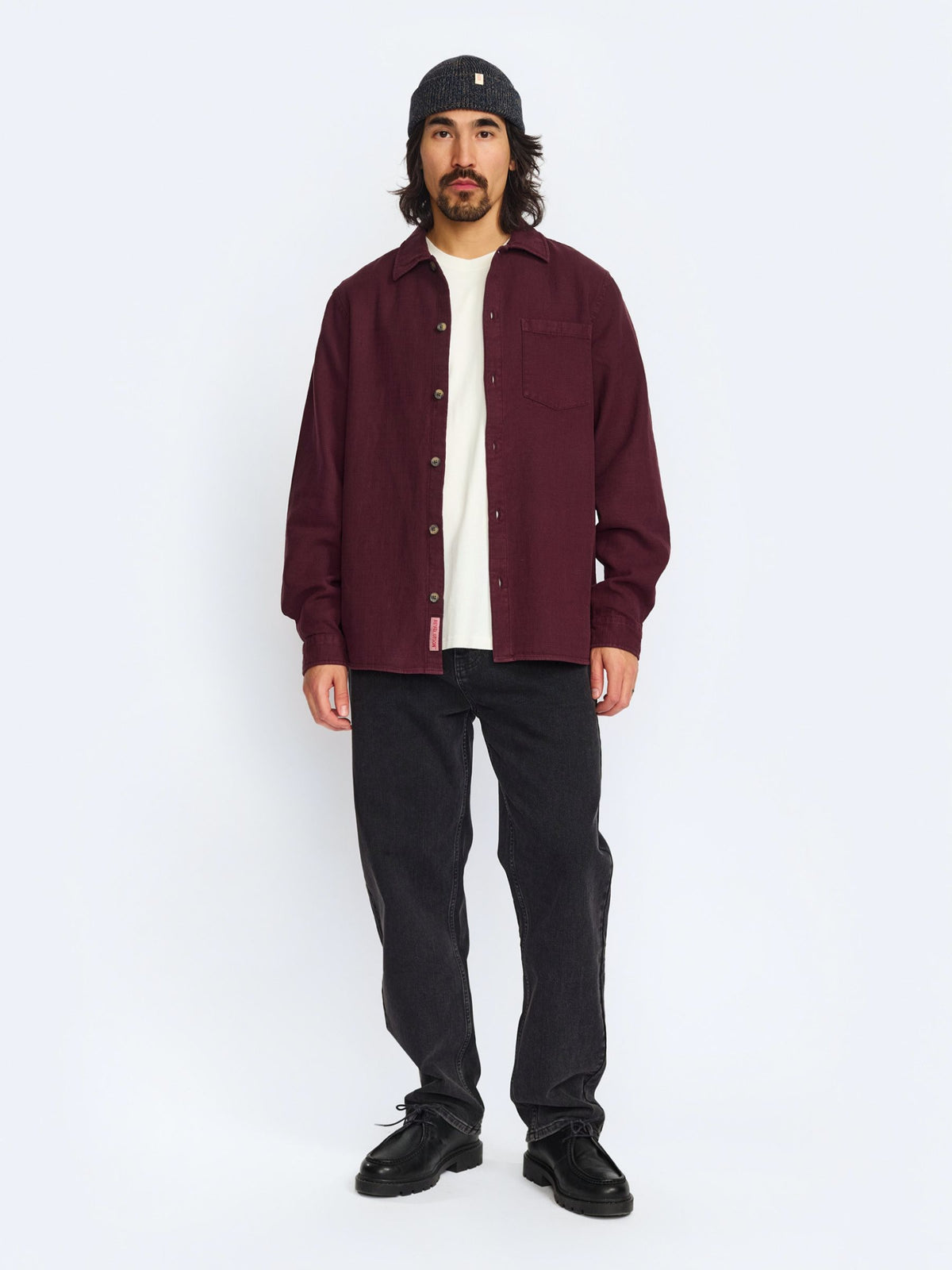 REVOLUTION - Casual Organic Cotton Shirt - Burgundy