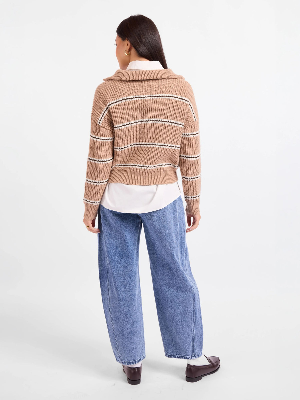 SADIE & SAGE - Warm Chai Quarter Zip Pullover Sweater - 