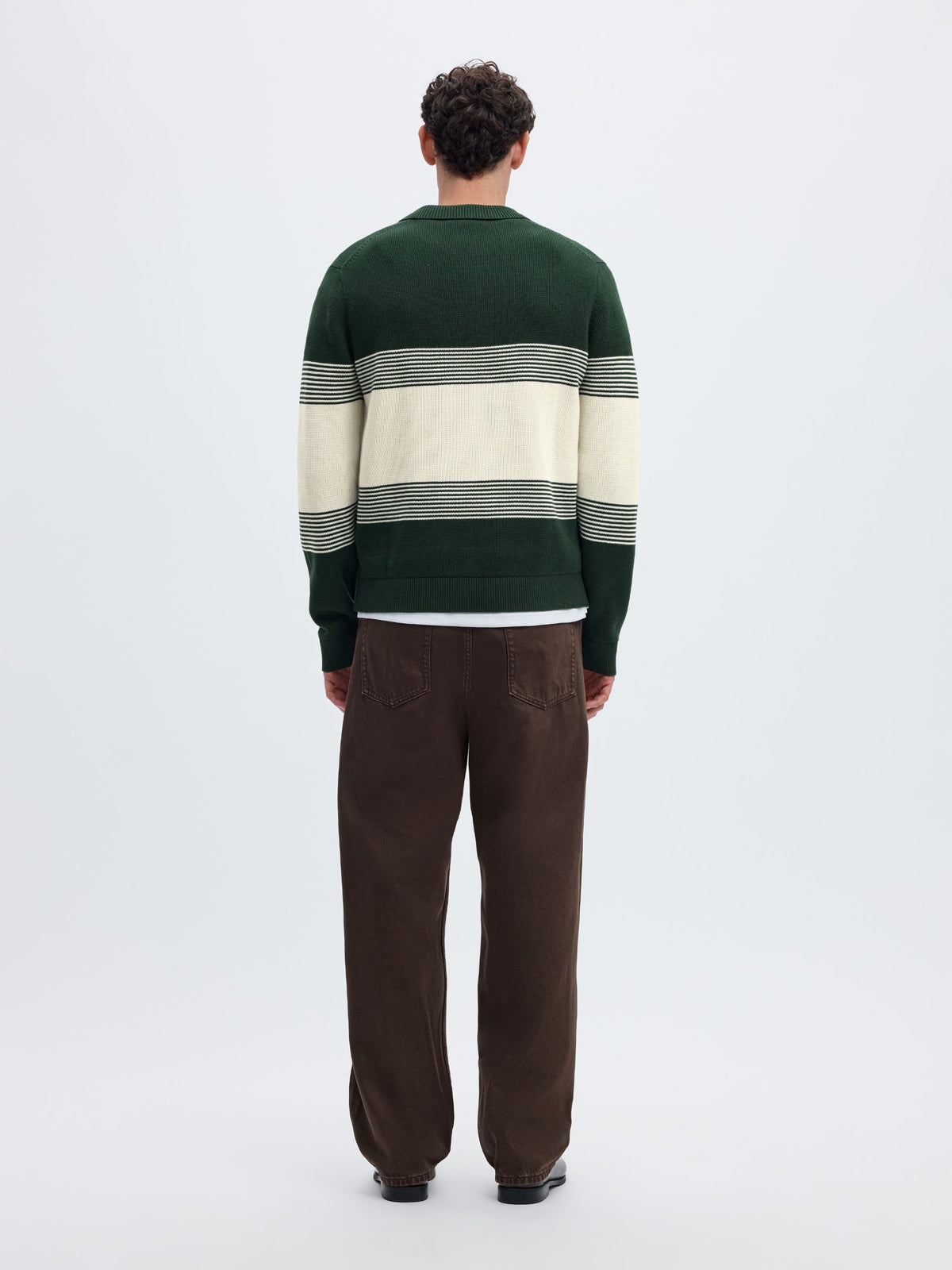 SELECTED - Dane Knit Striped Polo Sweater - 