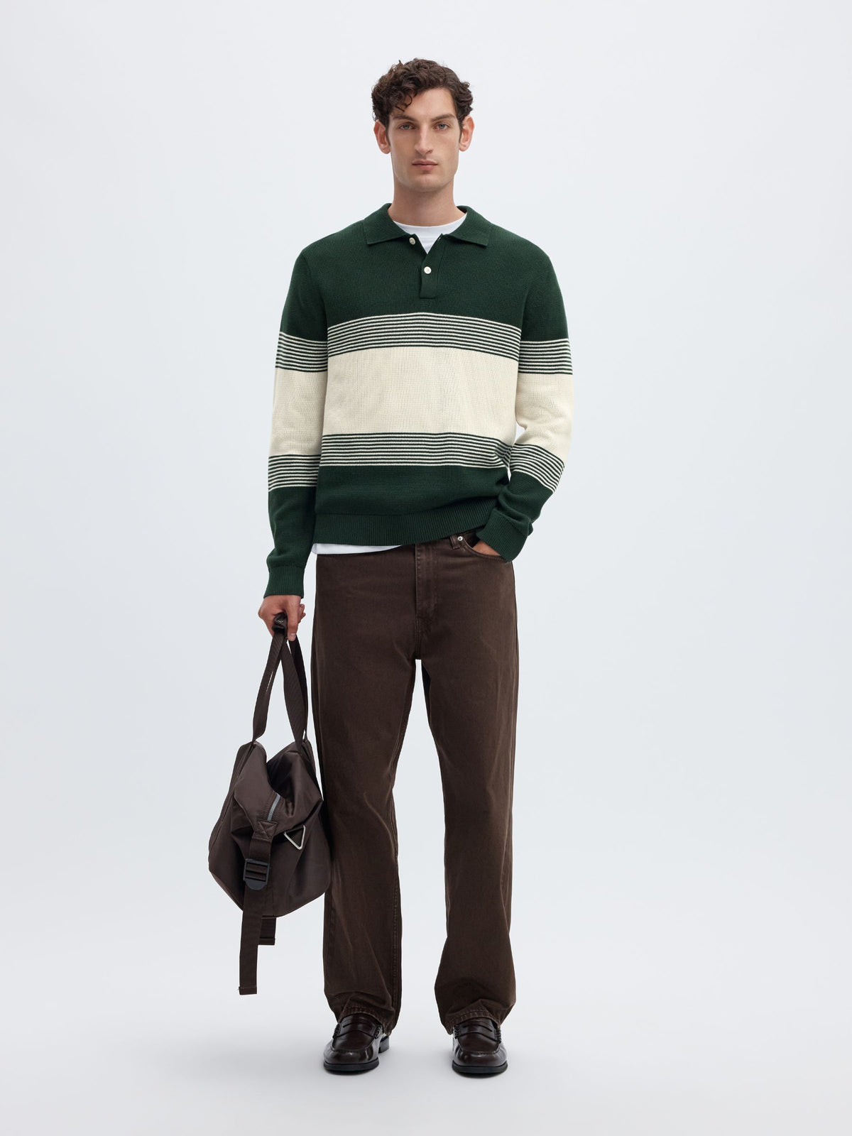 SELECTED - Dane Knit Striped Polo Sweater - 