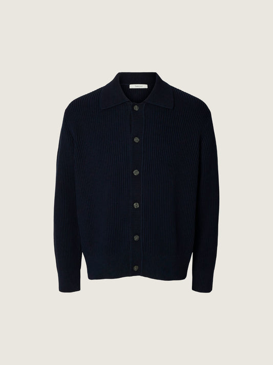 SELECTED - Rib Polo Cardigan Sweater - 