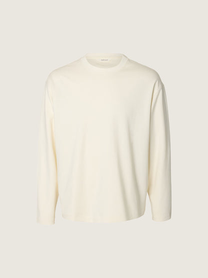 SELECTED - Taj Heavyweight Longsleeve Crewneck T-Shirt - Egret