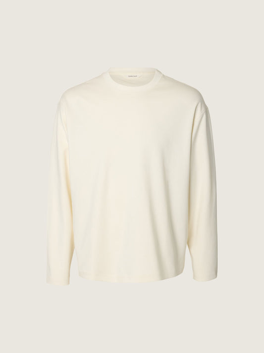 SELECTED - Taj Heavyweight Longsleeve Crewneck T-Shirt - Egret
