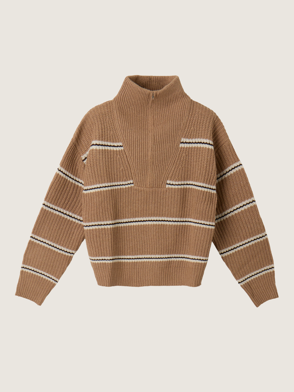 SADIE & SAGE - Warm Chai Quarter Zip Pullover Sweater - 