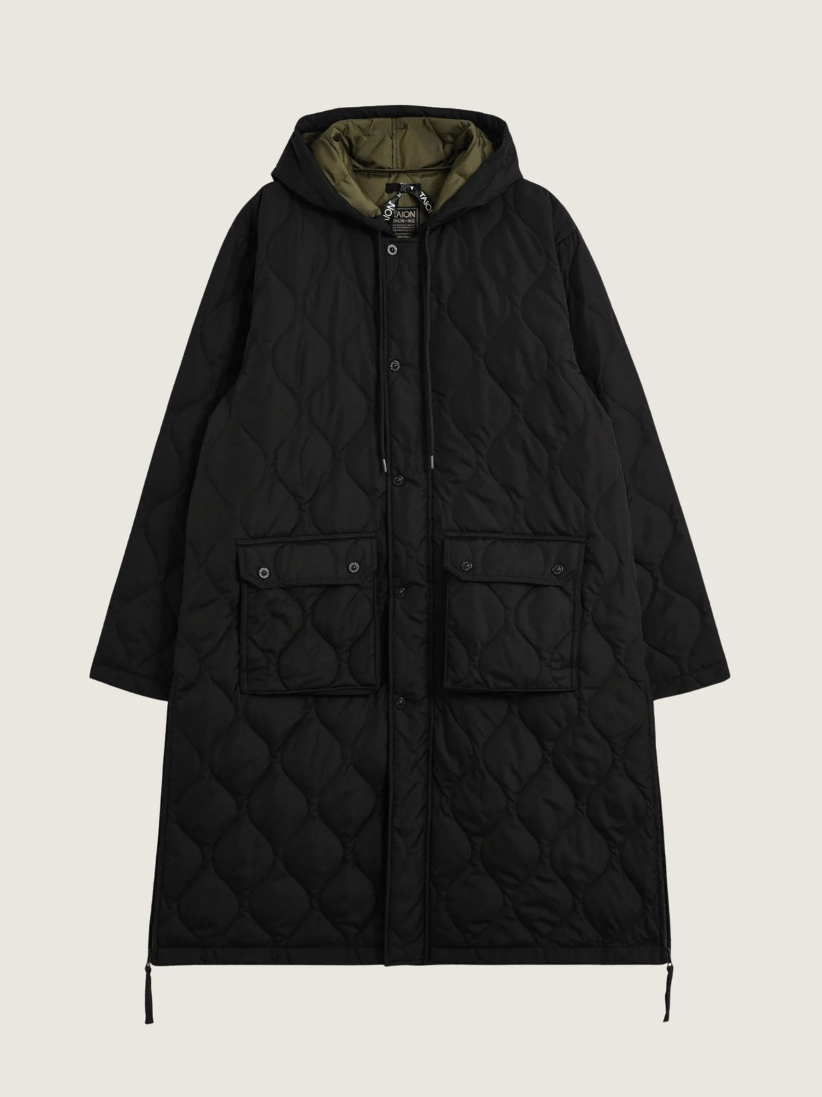 TAION - Military Hooded Long Down Jacket - Black